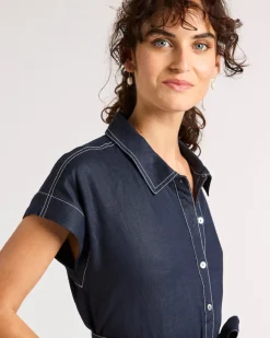 Yarra Trail Ladder Dress in Navy