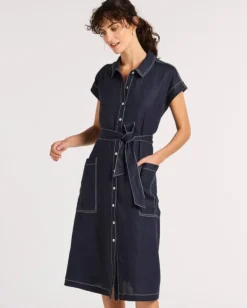 Yarra Trail Ladder Dress in Navy