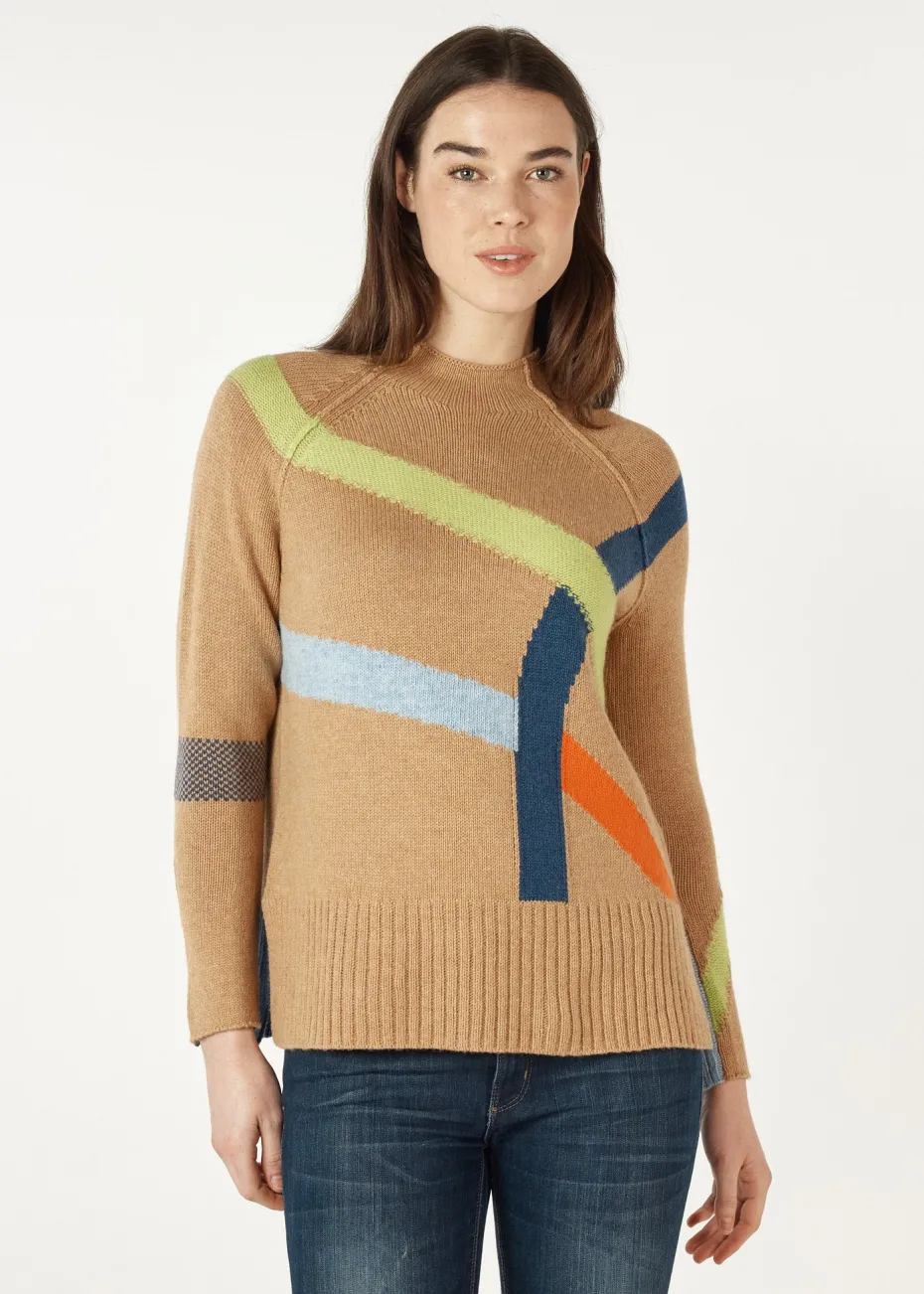 Zaket & Plover Road Map Jumper in Camel