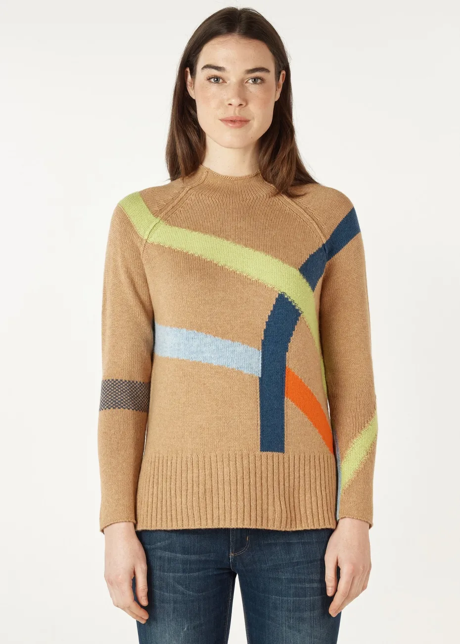 Zaket & Plover Road Map Jumper in Camel
