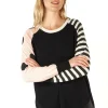 Zaket & Plover Spot + Stripe Crew Neck Jumper in Black