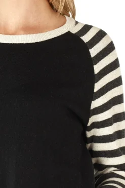 Zaket & Plover Spot + Stripe Crew Neck Jumper in Black