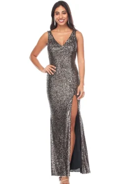 Zaliea Sequin Gown in Platinum Z0259