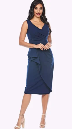 Zaliea Swayed Party Dress in Midnight Z0231